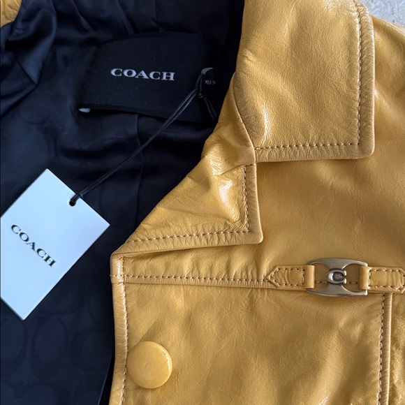 NWT Coach Women's Mustard Patent Leather Jacket. XS. $895 - Picture 6 of 13